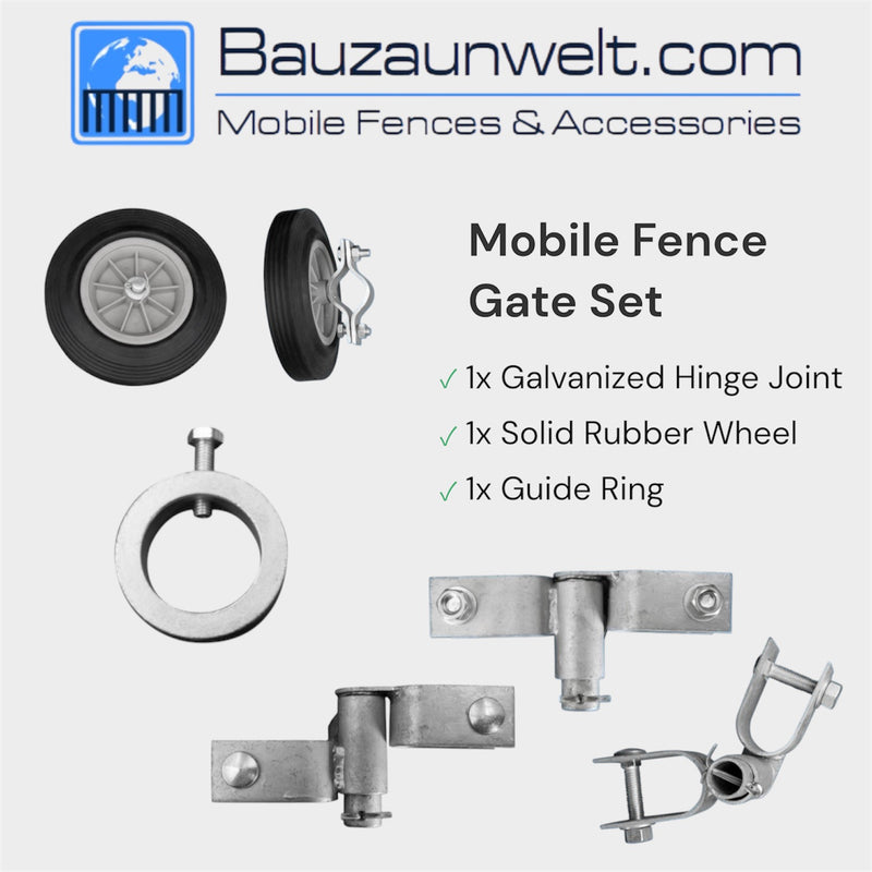 BZW FG3-SET gate kit turning two temporary fence panels into a swinging access gate