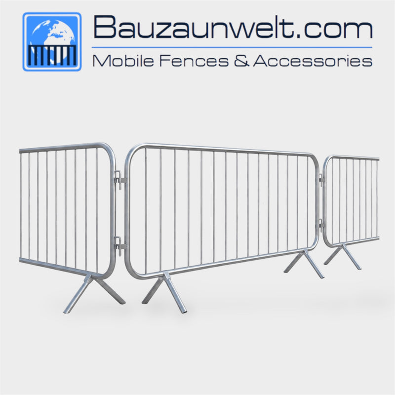 ZND 01063012 fixed leg barrier, 7 ft 5 in x 3 ft 7 in pre-galvanized crowd control barricade