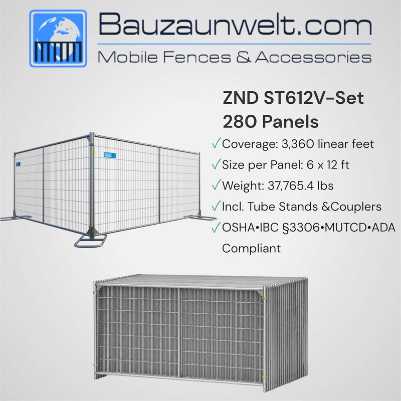 ZND ST612V Fence Complete Set 3,360 LF - 280 Panels