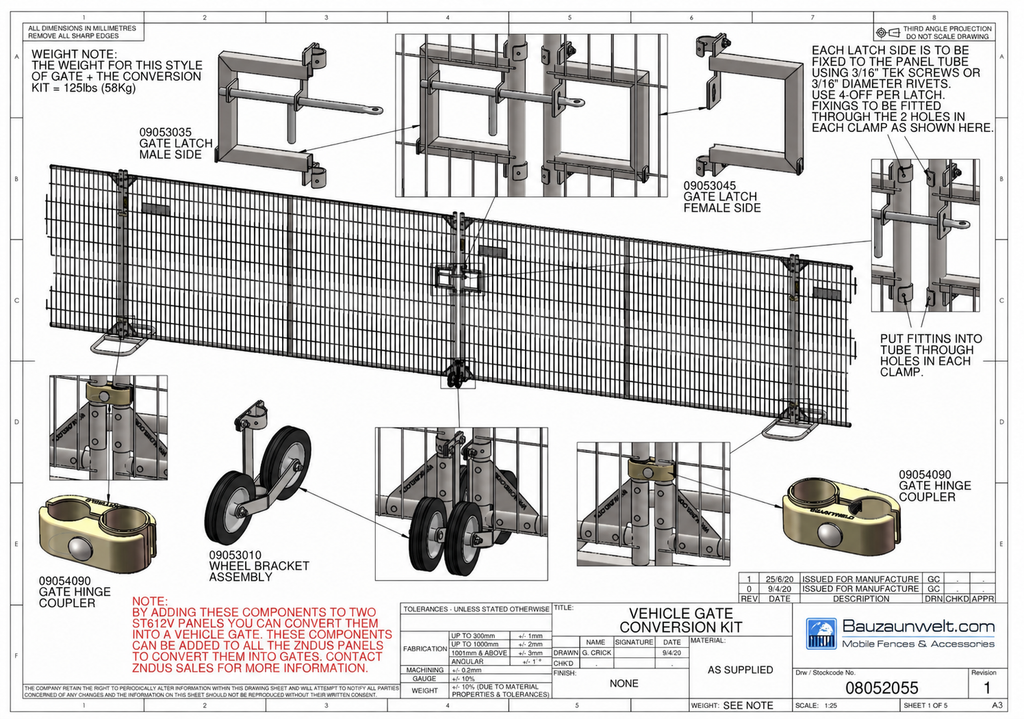 ZND Vehicle Gate Conversion Kit (Double Swing Gate)