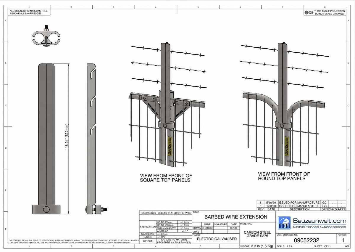 ZND Barbed Wire Extension Bracket