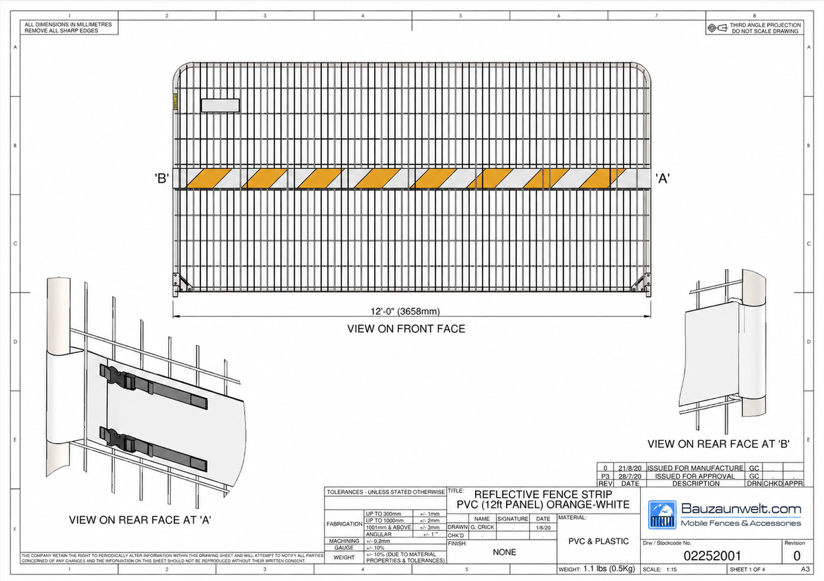 Reflective Fence Strip (Orange-White)