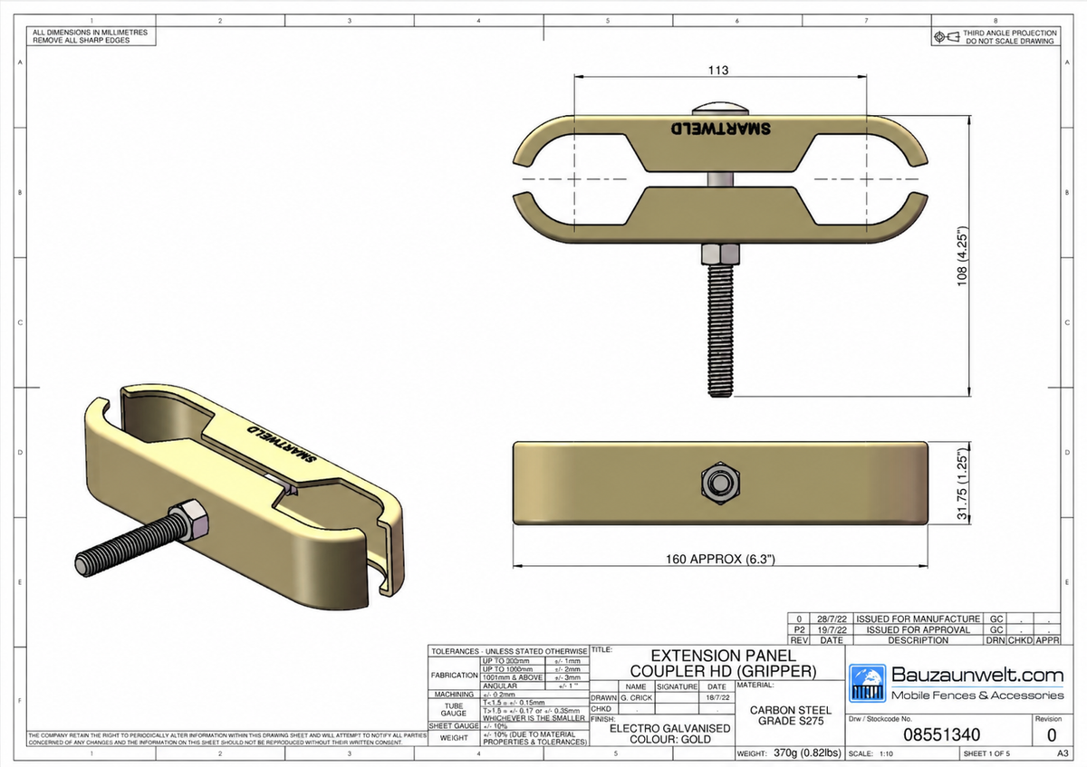 ZND Extension Panel Coupler HD (Gripper)