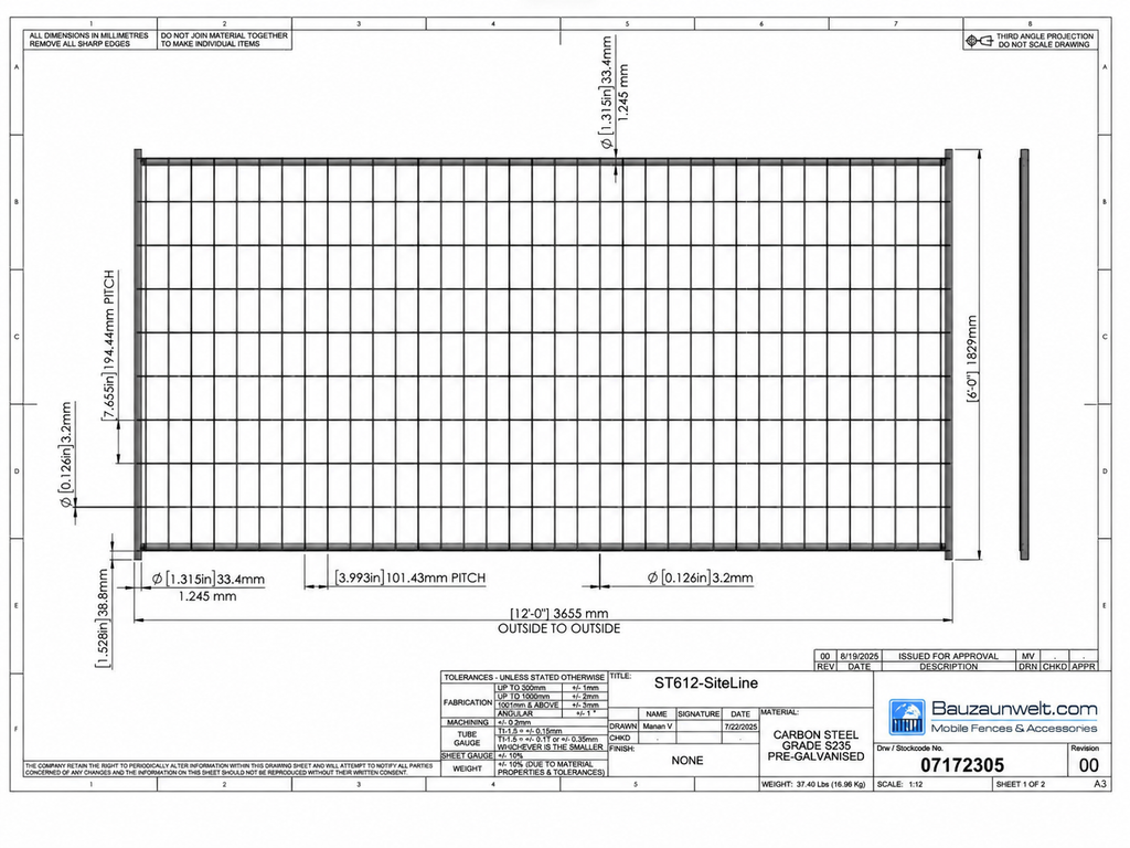 ZND ST612-SiteLine Set - 280 Panel Temporary Fence Package