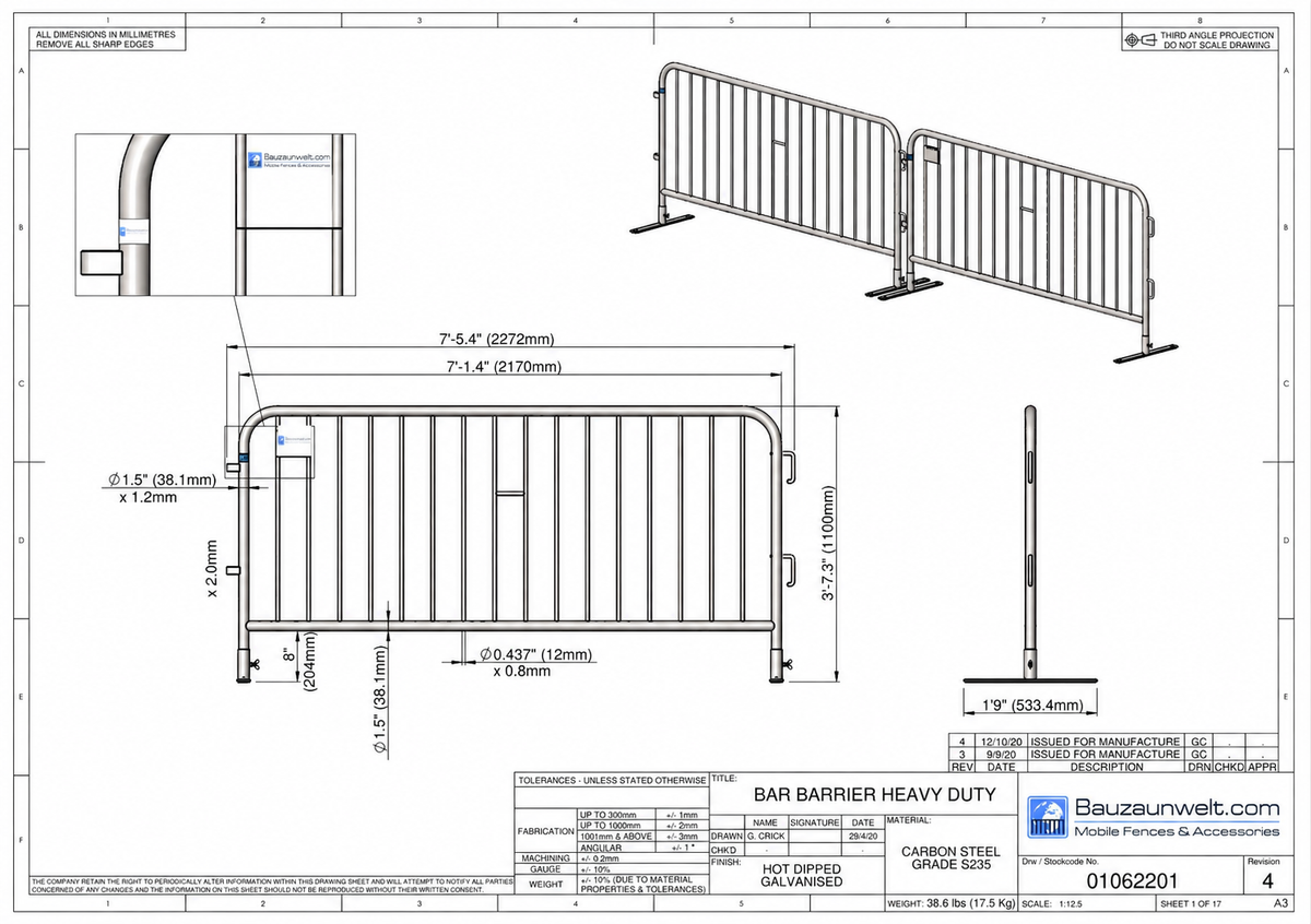 ZND Bar Barrier Heavy Duty
