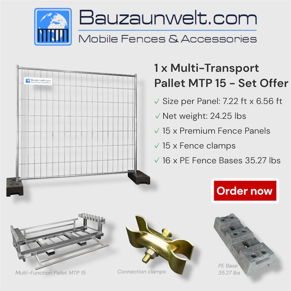 15-piece premium mobile construction fence set with bases Las Vegas
