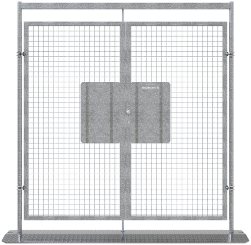 3B36-2FT double wing gate open for truck access at a construction site entrance