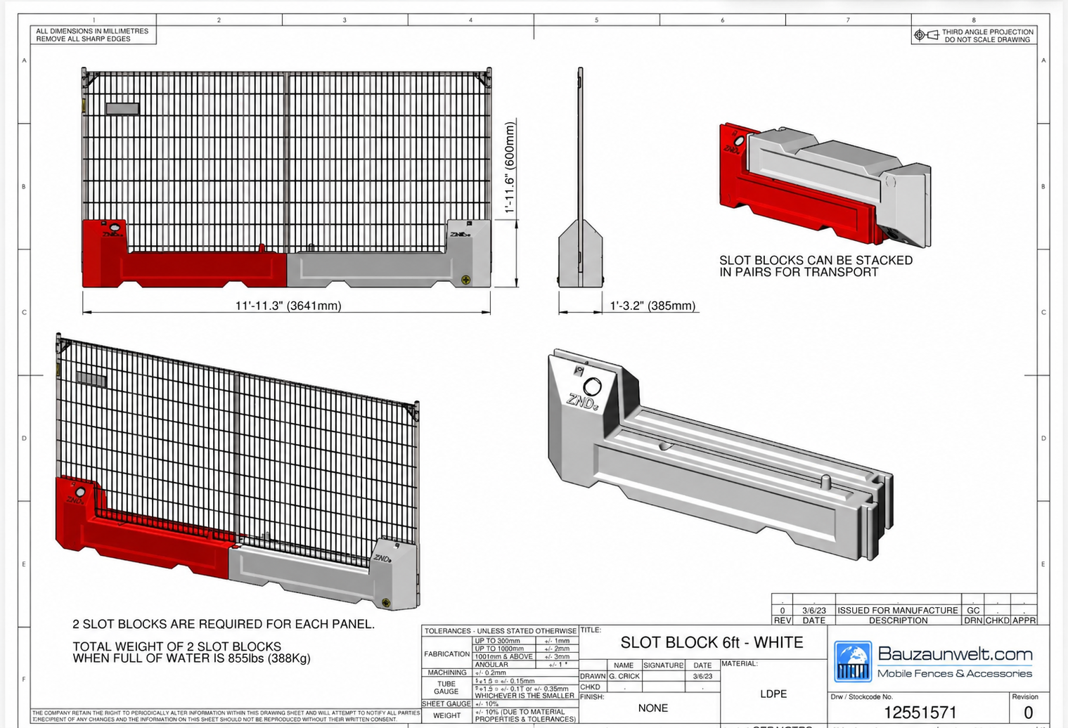 ZND Plastic Barricade White