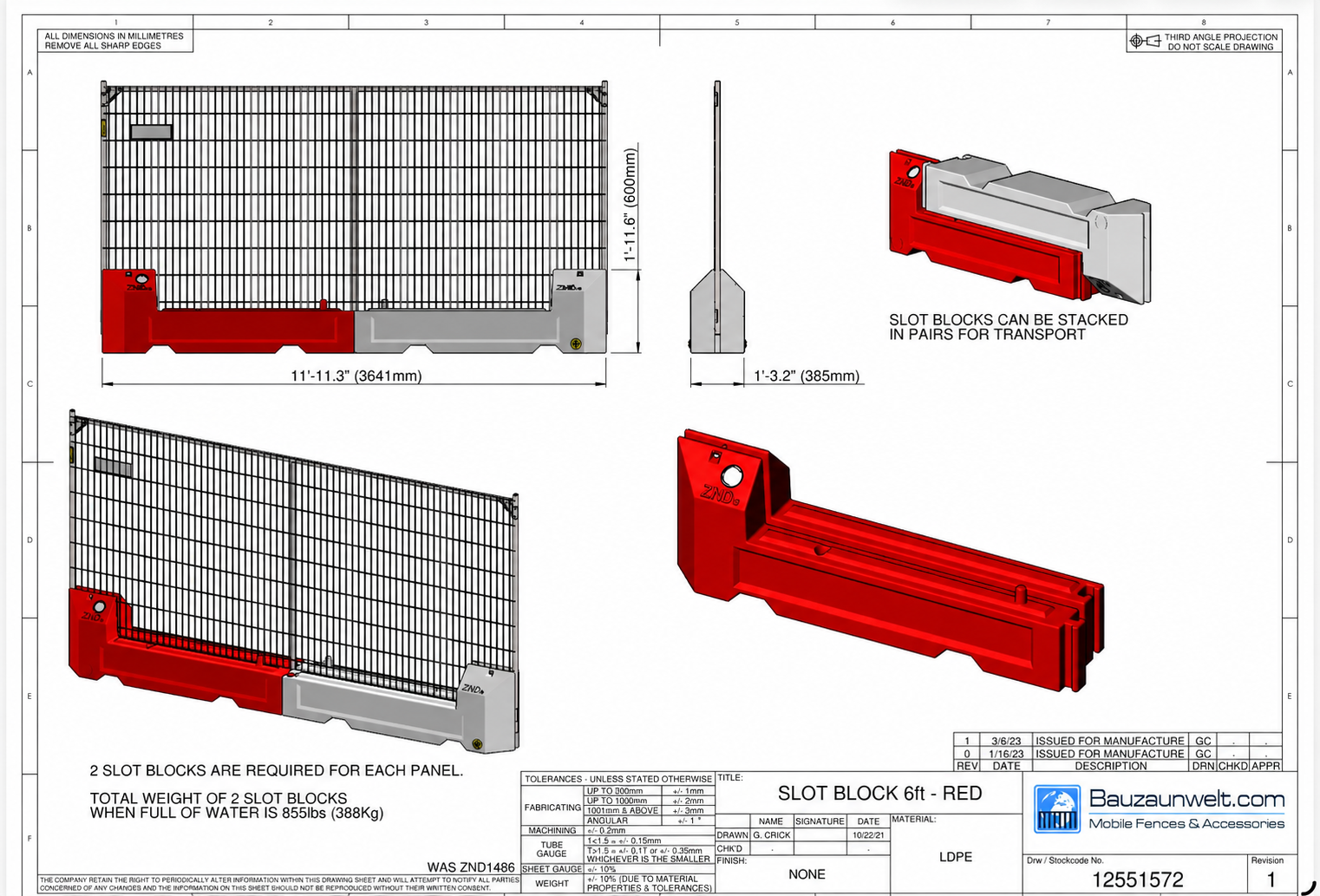 ZND Plastic Barricade Red