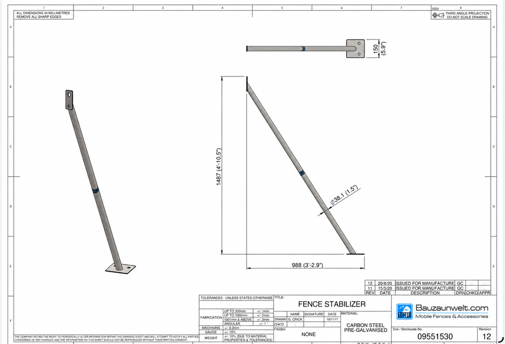 ZND Fence Stabilizer Assembly - Full Set