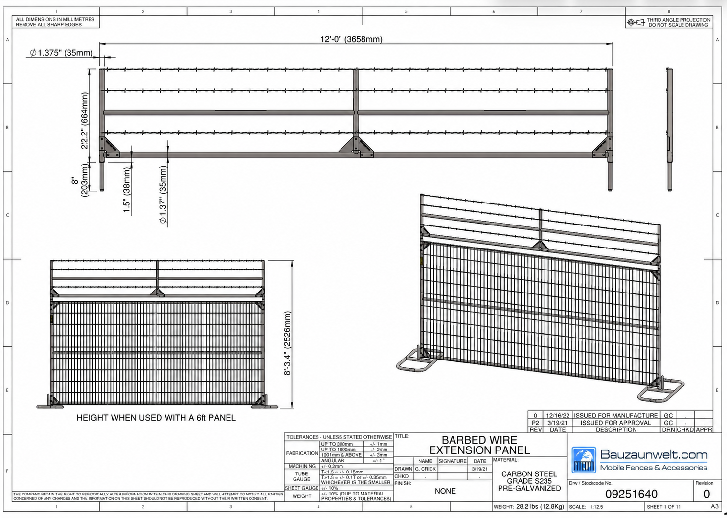 ZND Barbed Wire Extension Panel