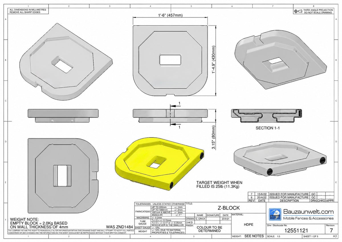 ZND Z-Block Fence Weights Set – Stillage of 60 (Complete Package)