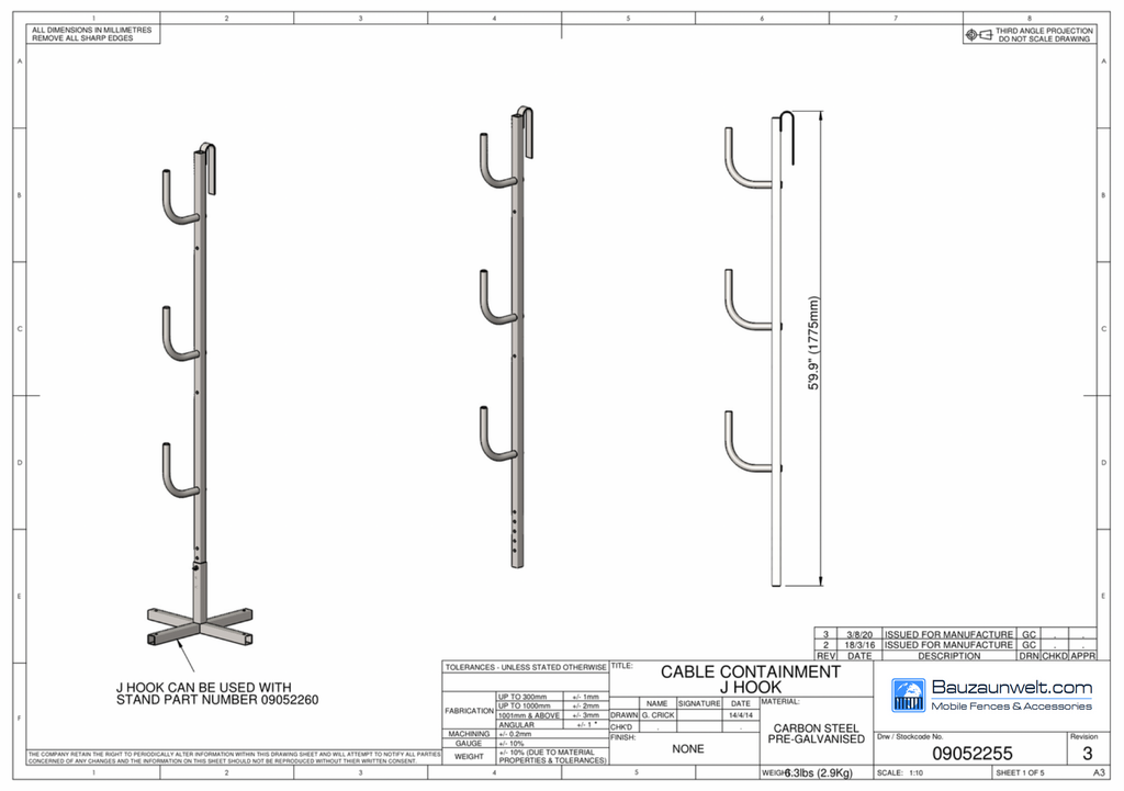 ZND Cable Containment J Hook
