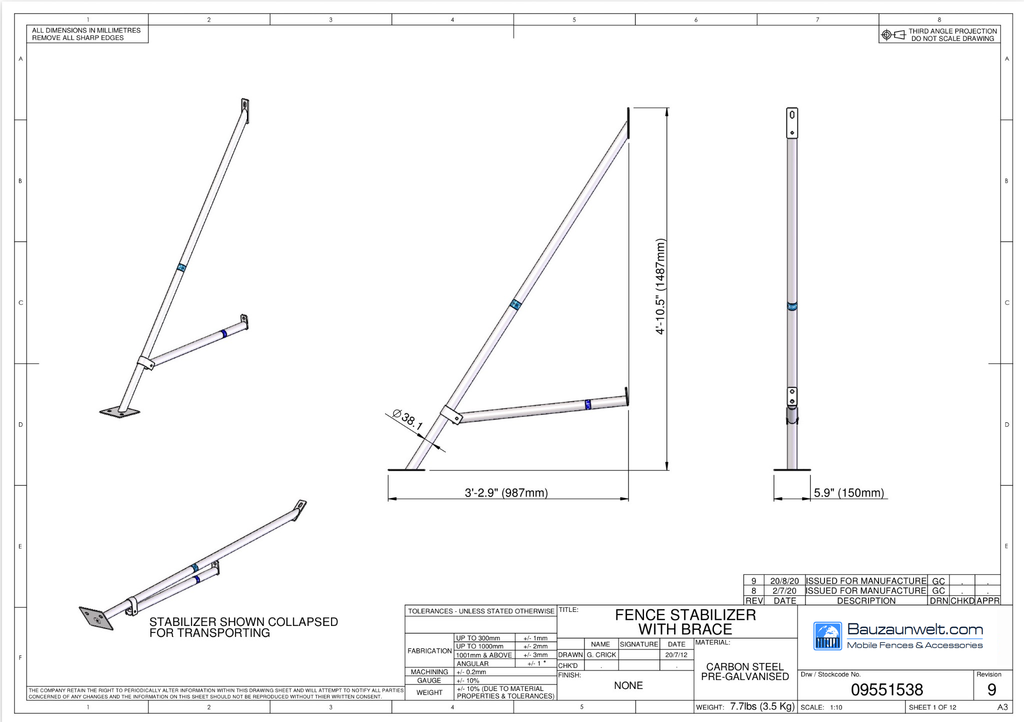 ZND Fence Stabilizer with Brace