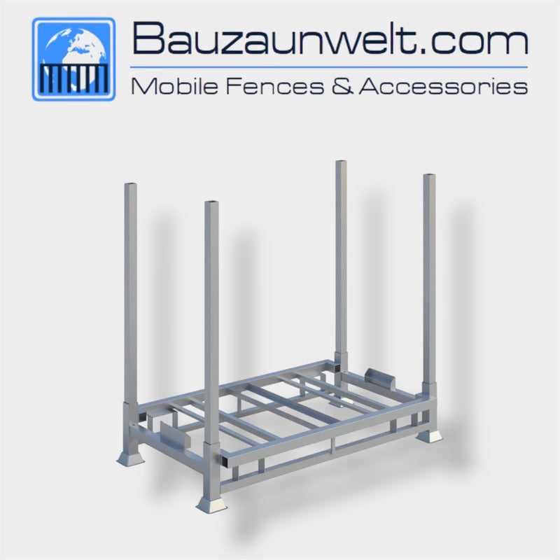 ZND 09055455 barrier stillage, post-galvanized rack for storing and moving crowd control barriers