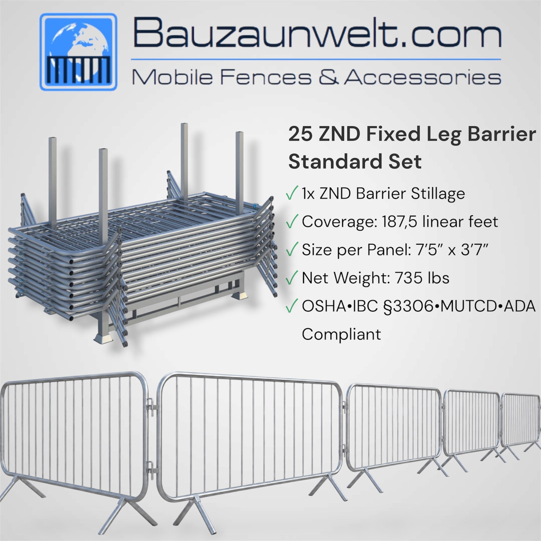 ZND Fixed Leg Barrier Standard Set