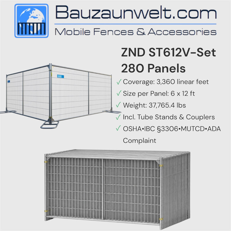 ZND ST612V Fence Complete Set 3,360 LF - 280 Panels