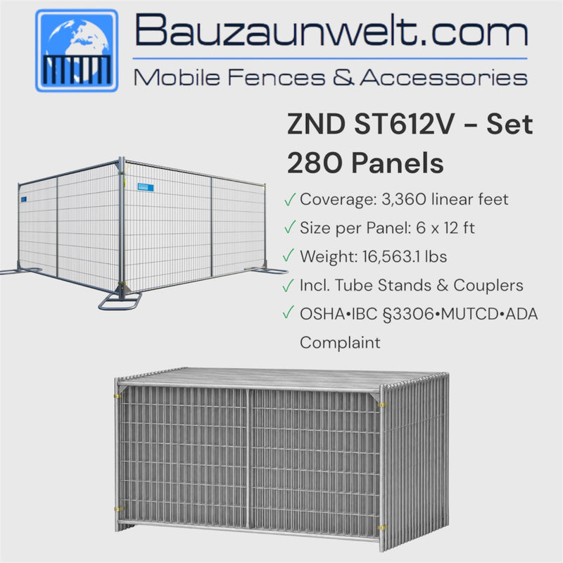 ZND ST612V Fence Complete Set 3,360 LF - 280 Panels